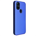 OnePlus Nord N10 5G Flip Case - Carbon Fiber - Blue