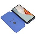 OnePlus Nord N100 Flip Case - Carbon Fiber - Blue