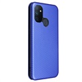 OnePlus Nord N100 Flip Case - Carbon Fiber - Blue