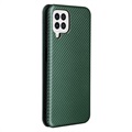 Samsung Galaxy A22 4G Flip Case - Carbon Fiber - Green