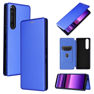 Sony Xperia 1 III Flip Case - Carbon Fiber - Blue