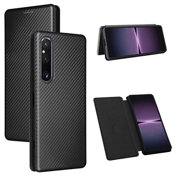 Sony Xperia 1 V Flip Case - Carbon Fiber - Black