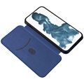 iPhone 14 Pro Flip Case - Carbon Fiber - Blue