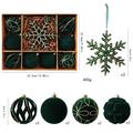 Flocked Christmas Ball/Snowflake Ornament Set – 8cm/16cm - 10 Pcs. - Green