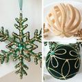 Flocked Christmas Ball/Snowflake Ornament Set – 8cm/16cm - 10 Pcs. - Green