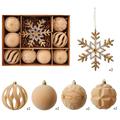 Flocked Christmas Ball/Snowflake Ornament Set – 8cm/16cm - 10 Pcs. - Khaki