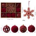 Flocked Christmas Ball/Snowflake Ornament Set – 8cm/16cm - 10 Pcs. - Red