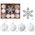 Flocked Christmas Ball/Snowflake Ornament Set – 8cm/16cm - 10 Pcs. - White