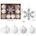 Flocked Christmas Ball/Snowflake Ornament Set – 8cm/16cm - 10 Pcs. - White