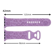 Apple Watch Series 11/10/9/8/SE 3/SE (2022)/7/SE/6/5/4/3/2/1 Floral Engraved Silicone Strap - 42mm/41mm/40mm/38mm - Lavender Purple