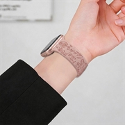 Apple Watch Series 11/10/9/8/SE 3/SE (2022)/7/SE/6/5/4/3/2/1 Floral Engraved Silicone Strap - 42mm/41mm/40mm/38mm - Sandy Pink