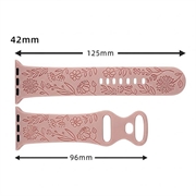 Apple Watch Series 11/10/9/8/SE 3/SE (2022)/7/SE/6/5/4/3/2/1 Floral Engraved Silicone Strap - 42mm/41mm/40mm/38mm - Sandy Pink