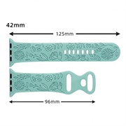 Apple Watch Series 11/10/9/8/SE 3/SE (2022)/7/SE/6/5/4/3/2/1 Floral Engraved Silicone Strap - 42mm/41mm/40mm/38mm - Sea Green