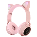 Foldable Bluetooth Cat Ear Kids Headphones - Pink