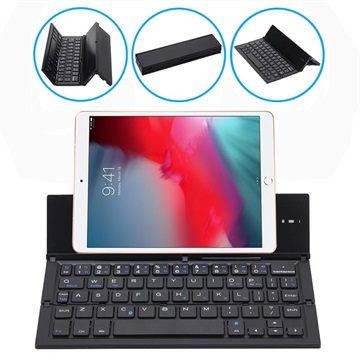 Foldable Bluetooth Keyboard and Desktop Holder - Black