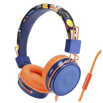 Foldable On-Ear Stereo Kids Headphones B2 - 3.5mm - Orange / Blue