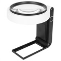 Folding Magnifier with UV & LED Light 7018A - Black / White