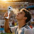 Football Design Portable Cooling Fan - 4000mAh, LED Display, Cold Compress Function - White