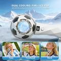 Football Design Portable Cooling Fan - 4000mAh, LED Display, Cold Compress Function - White