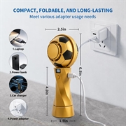 Football Design Portable Cooling Fan - 4000mAh, LED Display, Cold Compress Function - Gold