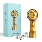 Football Design Portable Cooling Fan - 4000mAh, LED Display, Cold Compress Function - Gold