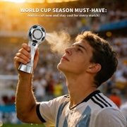 Football Design Portable Cooling Fan - 4000mAh, LED Display, Cold Compress Function - Silver