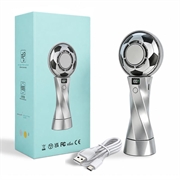Football Design Portable Cooling Fan - 4000mAh, LED Display, Cold Compress Function - Silver