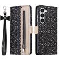 Lace Pattern Samsung Galaxy S23+ 5G Wallet Case - Black