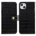 iPhone 14 Plus Wallet Leather Case - Crocodile - Black