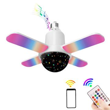 Four-Leaf RGB Ceiling Lamp with Bluetooth Speaker & Remote - E27 - Starry Sky