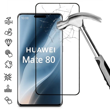 Huawei Mate 80 Full Cover Tempered Glass Screen Protector - 9H - Black Edge