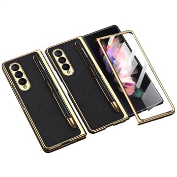 GKK Electroplated Samsung Galaxy Z Fold3 5G Hybrid Case - Black