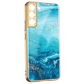 GKK Painted Tempered Glass Samsung Galaxy S22 5G Case - Blue Ocean