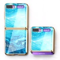 GKK Painted Tempered Glass Samsung Galaxy Z Flip Case - Blue Seawater
