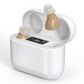 GM-912T Ergonomic CIC Hearing Aids with Charging Case - Beige / White