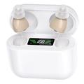 GM-912T Ergonomic CIC Hearing Aids with Charging Case - Beige / White