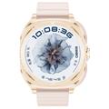 GT99 2-in-1 Sports Smartwatch with Wireless Earphones - Gold / Pink