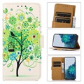 Glam Series Motorola Edge 20 Lite Wallet Case - Flowering Tree / Green