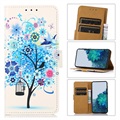 Glam Series Motorola Moto G22 Wallet Case - Flowering Tree / Blue