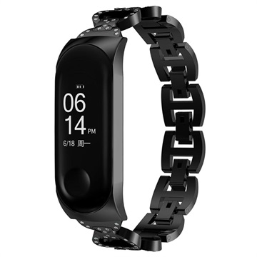 Xiaomi Mi Band 5/6 Glam Stainless Steel Strap - Black