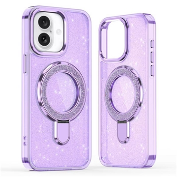 iPhone 17 Glitter Hybrid Case with Kickstand - MagSafe Compatible - Purple