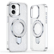 iPhone 17 Glitter Hybrid Case with Kickstand - MagSafe Compatible - Transparent
