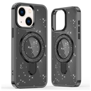 iPhone 15 Glitter Hybrid Case with Kickstand - MagSafe Compatible - Black