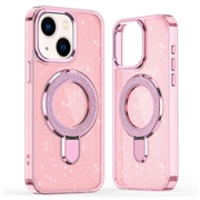 iPhone 15 Glitter Hybrid Case with Kickstand - MagSafe Compatible - Pink