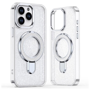 iPhone 16 Pro Max Glitter Hybrid Case with Kickstand - MagSafe Compatible - Transparent