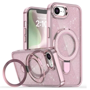 iPhone 16e/17e Glitter Hybrid Case with Kickstand - MagSafe Compatible - Pink