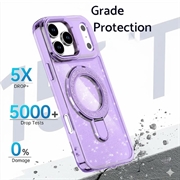 iPhone 17 Pro Max Glitter Hybrid Case with Kickstand - MagSafe Compatible - Purple