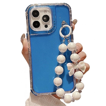 iPhone 16 Pro Max Glitter Shockproof Hybrid Case with Wrist Strap