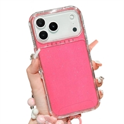 iPhone 17 Pro Max/18 Pro Max Glitter Shockproof Hybrid Case with Wrist Strap - Hot Pink