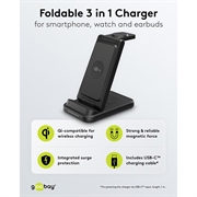 Goobay 3-in-1 Wireless Charger 15W - Black